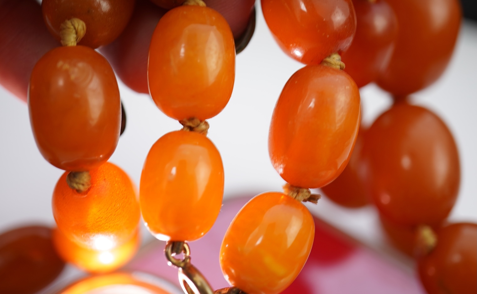 An amber bead necklace